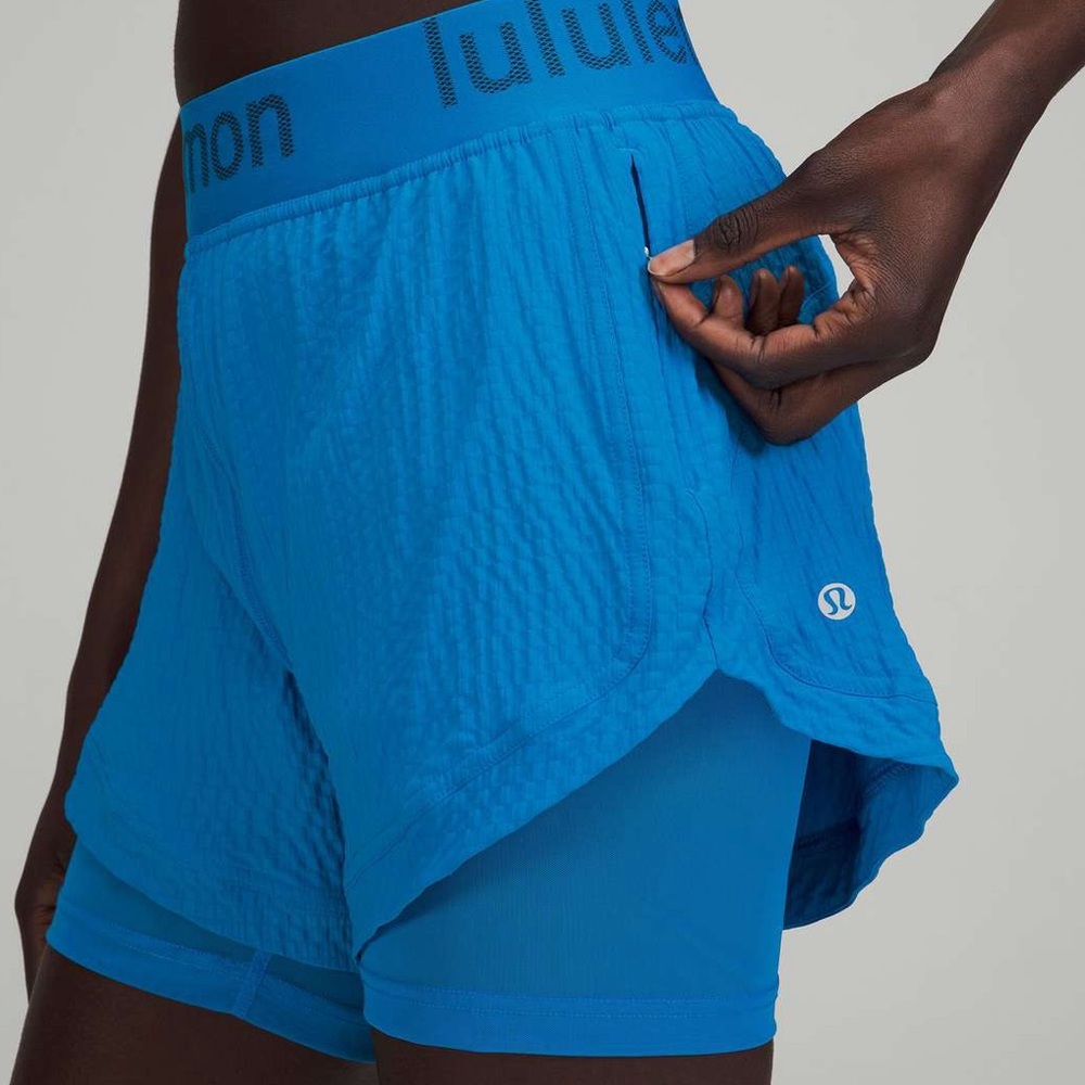 Lululemon Logo Waistband High-Rise Training Short (Poolside)